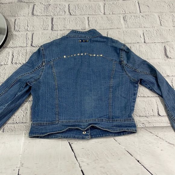 Women’s Casual Kiss Blue Denim Button Down Waist Length Jean Jacket (L) U09 - Picture 2 of 11